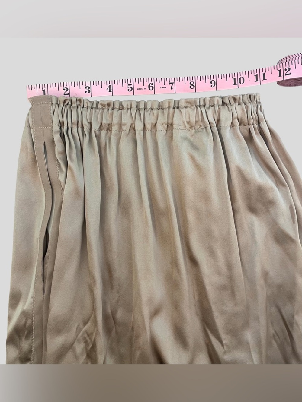 Brazeau Tricot Champagne Taupe Silk Skirt Size 1 - Picture 4 of 11